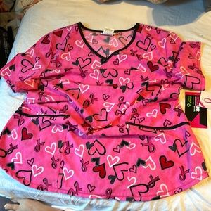 NWT pink scrub star scrub top